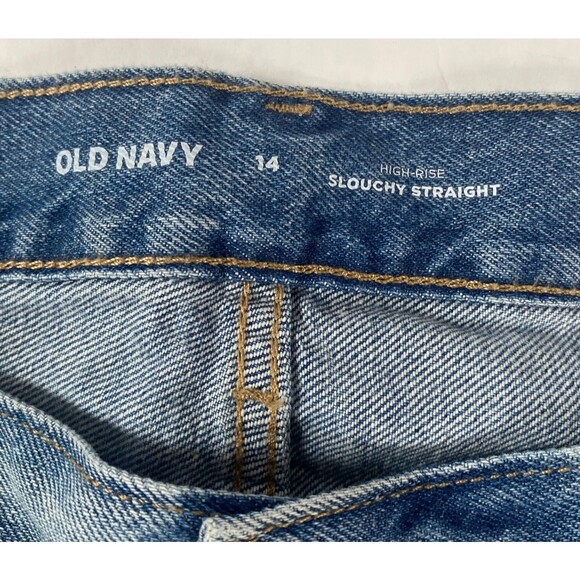 Old Navy High Rise Slouchy Straight Crop Jeans Womens 14 Nessa Frayed Hem NWT - Picture 7 of 16